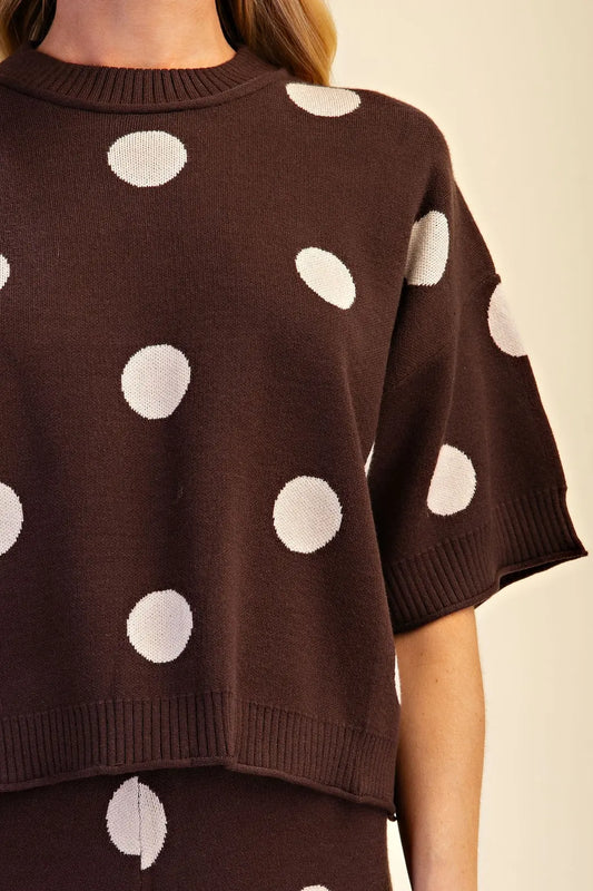 Enzo Round Neck Polka Dot Sweater