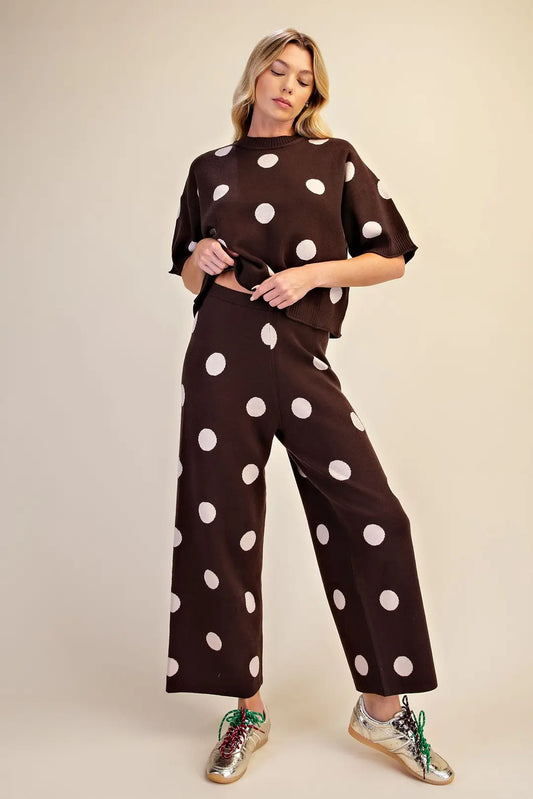 Enzo Knit Polka Dot Knit Pants