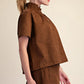 Oliver Short Sleeve Stand Collar Blouse