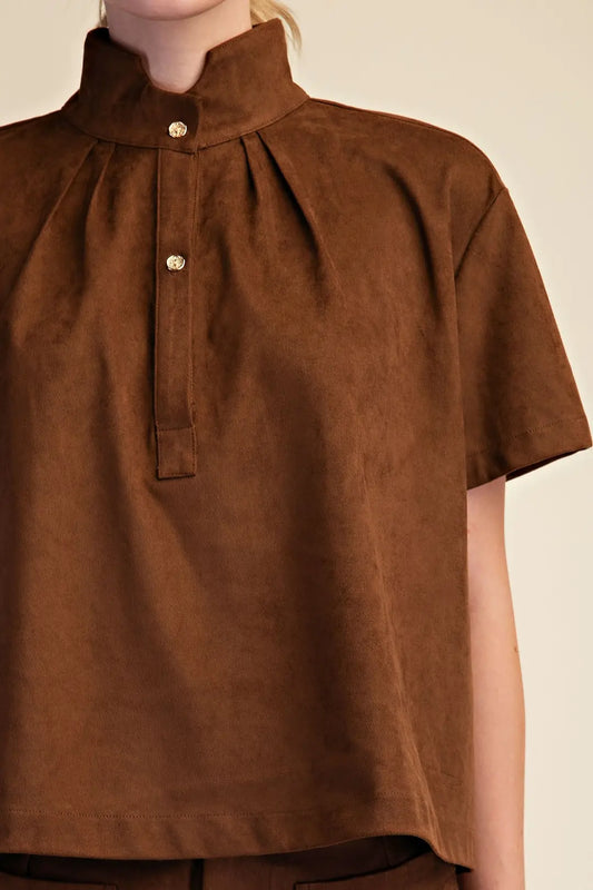 Oliver Short Sleeve Stand Collar Blouse