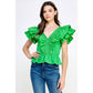 Harrods Ruffled Poplin Detail Knit Top