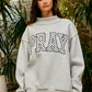 PRAY Embroidered Mock Neck Sweatshirt