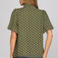Rally Puff Sleeve Woven Polka Dot Top With Bow