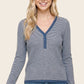 Clyde Waffle V-Neck Long Sleeve Sweater