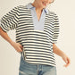 Andy Solid Contrast Detail Stripe Top