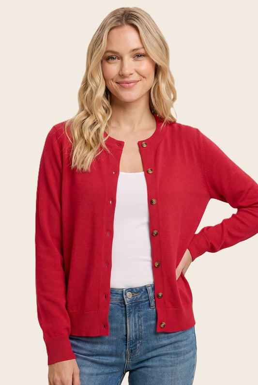 Drew Solid Button Down Long Sleeve Sweater