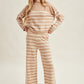 Coffee Pants Striped with Elastic Waistband and Side Pockets