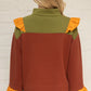 Address Quarter Zip Color Block Textured Knit Top