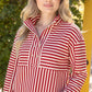 Pacific Open V-Neck Grommet Detail Striped Knit Top