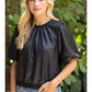 Faux Leather Puff Sleeve