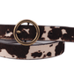 Round Brass Buckle Suede/Genuine Leather Belt｜Minimalist