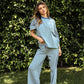 Marlowe Pants Stretch Mid Waist Stripe Wide Leg Pants