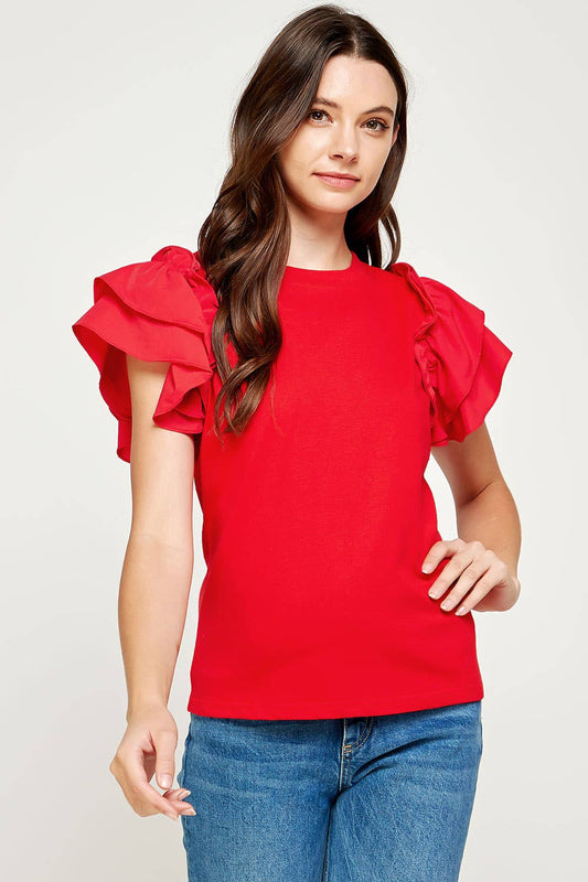 Maysvill eFlutter Ruffle Sleeve Top