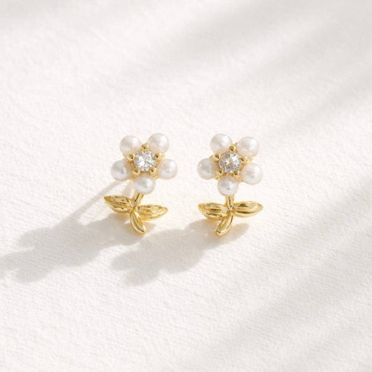 Mini Flower Pearl Stud Earrings