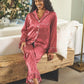Ruffled Pj Set with Velvet Tie Red w/ Pink Pin Dots