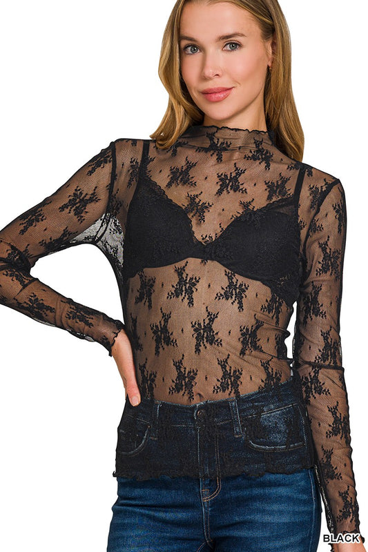 Lace See Through Layering Top