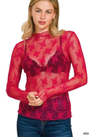 Lace See Through Layering Top