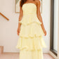 Gretchen Strapless Ruffled Scalloped Edge Layered Midi Dress