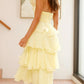 Gretchen Strapless Ruffled Scalloped Edge Layered Midi Dress