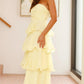 Gretchen Strapless Ruffled Scalloped Edge Layered Midi Dress