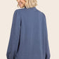 Techno Contrast Rib Banded Split Mock Neck Top