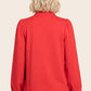 Techno Contrast Rib Banded Split Mock Neck Top