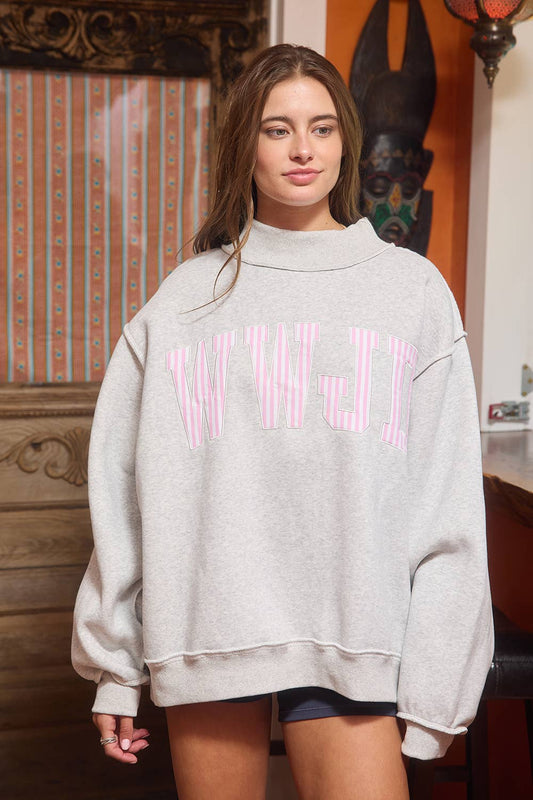 WWJD Embroidered Mock Neck Sweatshirt