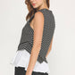 Georgetown Wrap-Over Mixed Media Sleeveless Striped Knit Top
