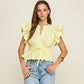 Helen Flutter Sleeve Peplum Poplin Top