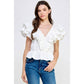 Harrods Ruffled Poplin Detail Knit Top
