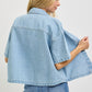 Closure Oversized Half Sleeve Cropped Denim Shirts