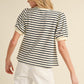 Notice Striped Print Short Sleeves Top
