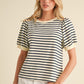 Notice Striped Print Short Sleeves Top