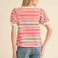 Notice Striped Print Short Sleeves Top