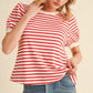 Notice Striped Print Short Sleeves Top