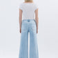 Light Wild Horse High Rise Cuffed Panel Baggy Wide Jeans
