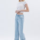 Light Wild Horse High Rise Cuffed Panel Baggy Wide Jeans