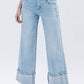 Light Wild Horse High Rise Cuffed Panel Baggy Wide Jeans