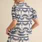 Geometric Pattern Embriodery Buttoned-up Top