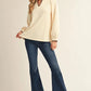 Kit Contrast Triangle Notch Balloon Sleeve Blouse
