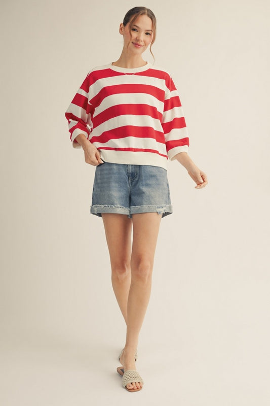 Conviction V-notched Bold Stripe Casual Top