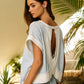 Overlap Open Back Reverse Stitch Stripe Crop Top