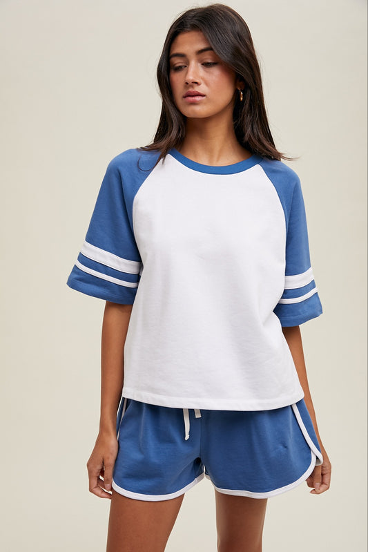 Boss Top Contrast Drop Shoulder Top