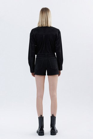 Utility High Rise Pocket Denim Shorts