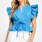 Midway Flutter Sleeve Peplum Poplin Top