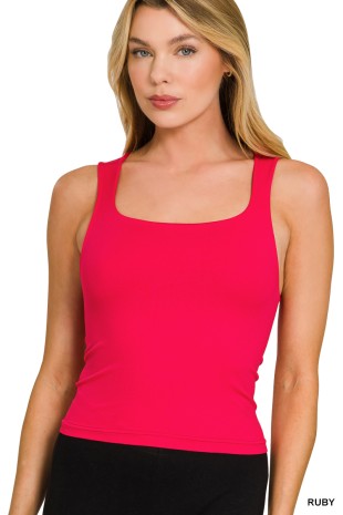 Record Seamless Double Layered Square Neck Tank Top