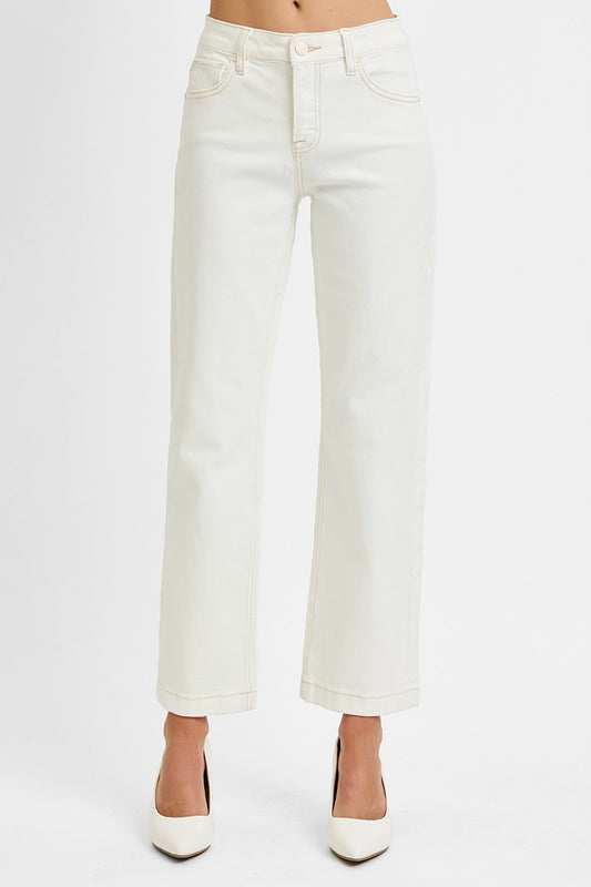 Chariot Tummy Control Mid Rise Ankle Straight Jeans