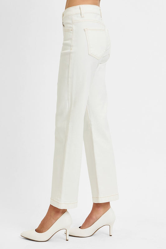 Chariot Tummy Control Mid Rise Ankle Straight Jeans