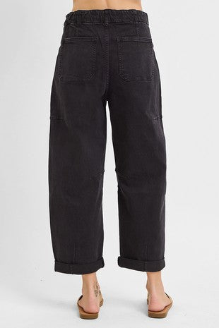 Rebek High Rise Crop Wide Barrel Cargo Pocket Pants by Risen