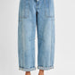 Lola Denim High Rise Crop Wide Barrel Cargo Pocket Pants by Risen